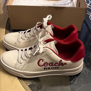 Coach White Sneakers with Red Accents
